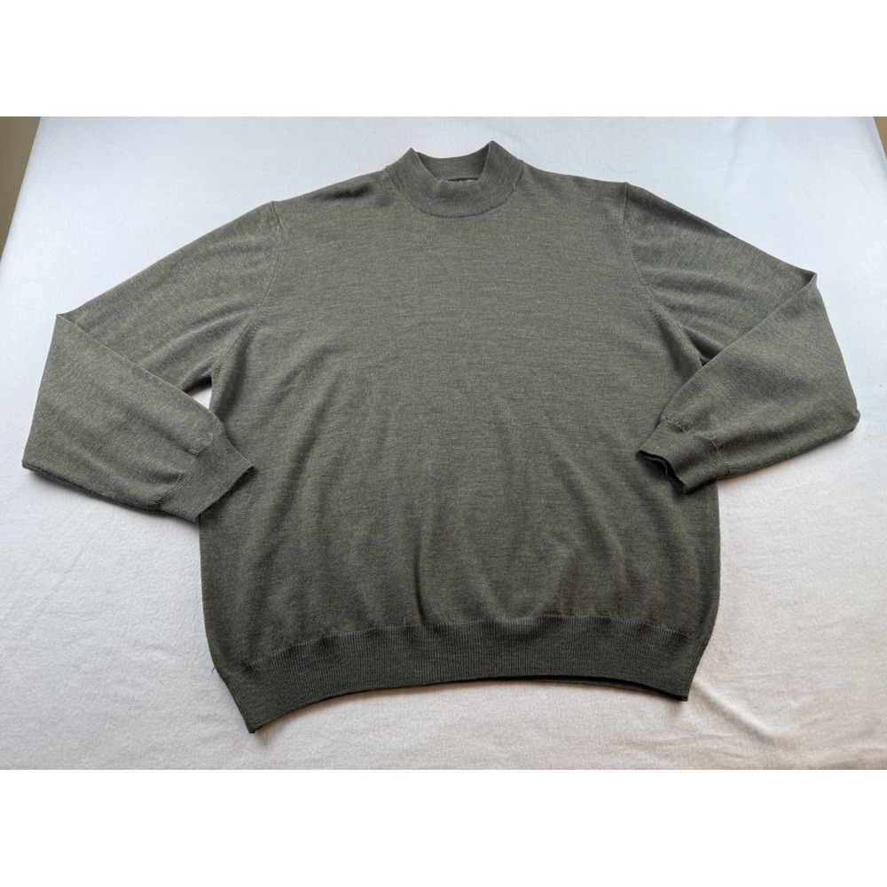 VALDA by Toscano Made in Italy Mens Green Mock Neck Merino Wool Sweater XL